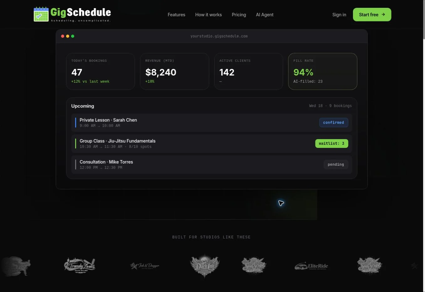 GigSchedule product website